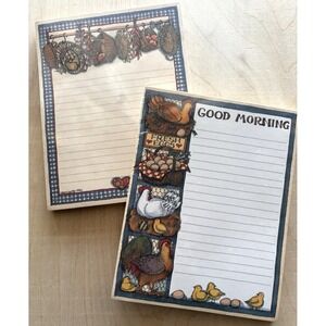 Vtg Main Street Press Note Pad LOT of 2 NIP Sealed Winget Chicken Hanging Basket